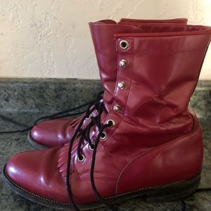 Justin Red Pearlized Leather Boots